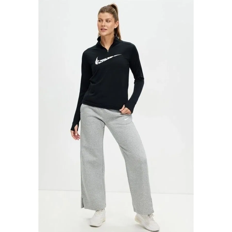 Женский свитшот с четверть-молнией Dri Fit Big Swoosh Nike, Черный — фото 4