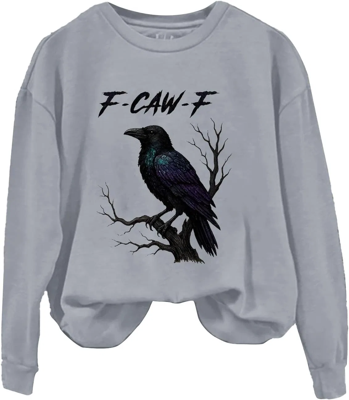 Женский свитшот с принтом, модель Caw F Crow, серый — фото 3