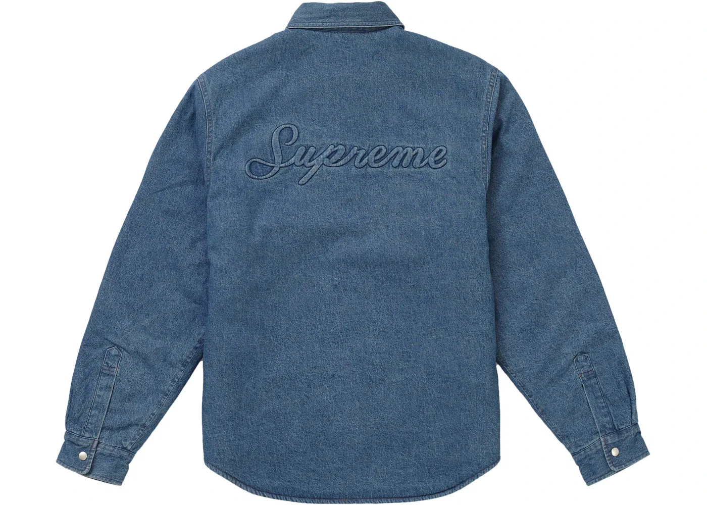Рубашка утепленная Sherpa Lined Denim Shirt Blue Supreme, синий — фото 3
