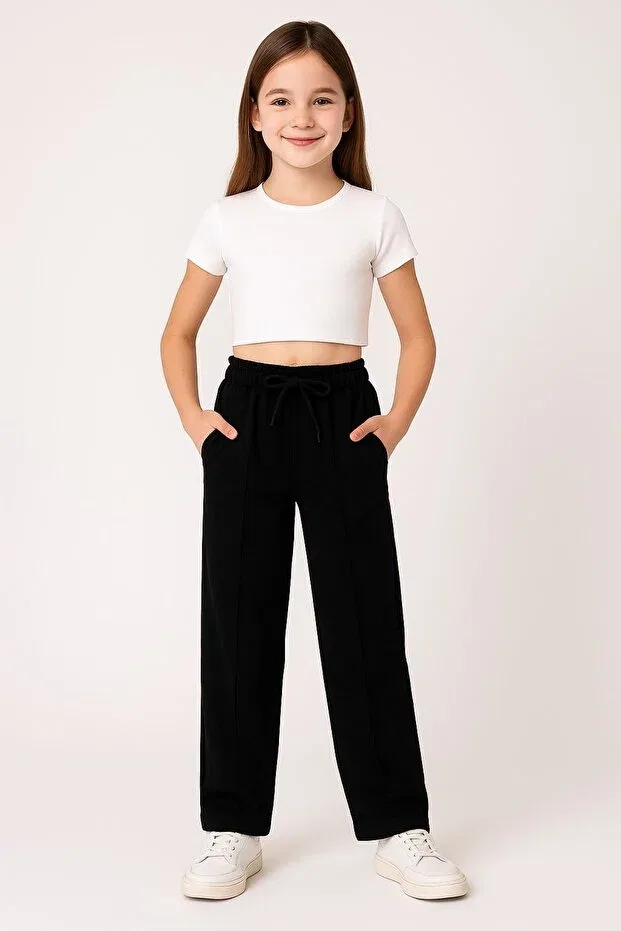 Детские спортивные брюки для девочек с принтом 2-Piece Cm Buseyiz, Black-Black — фото 4