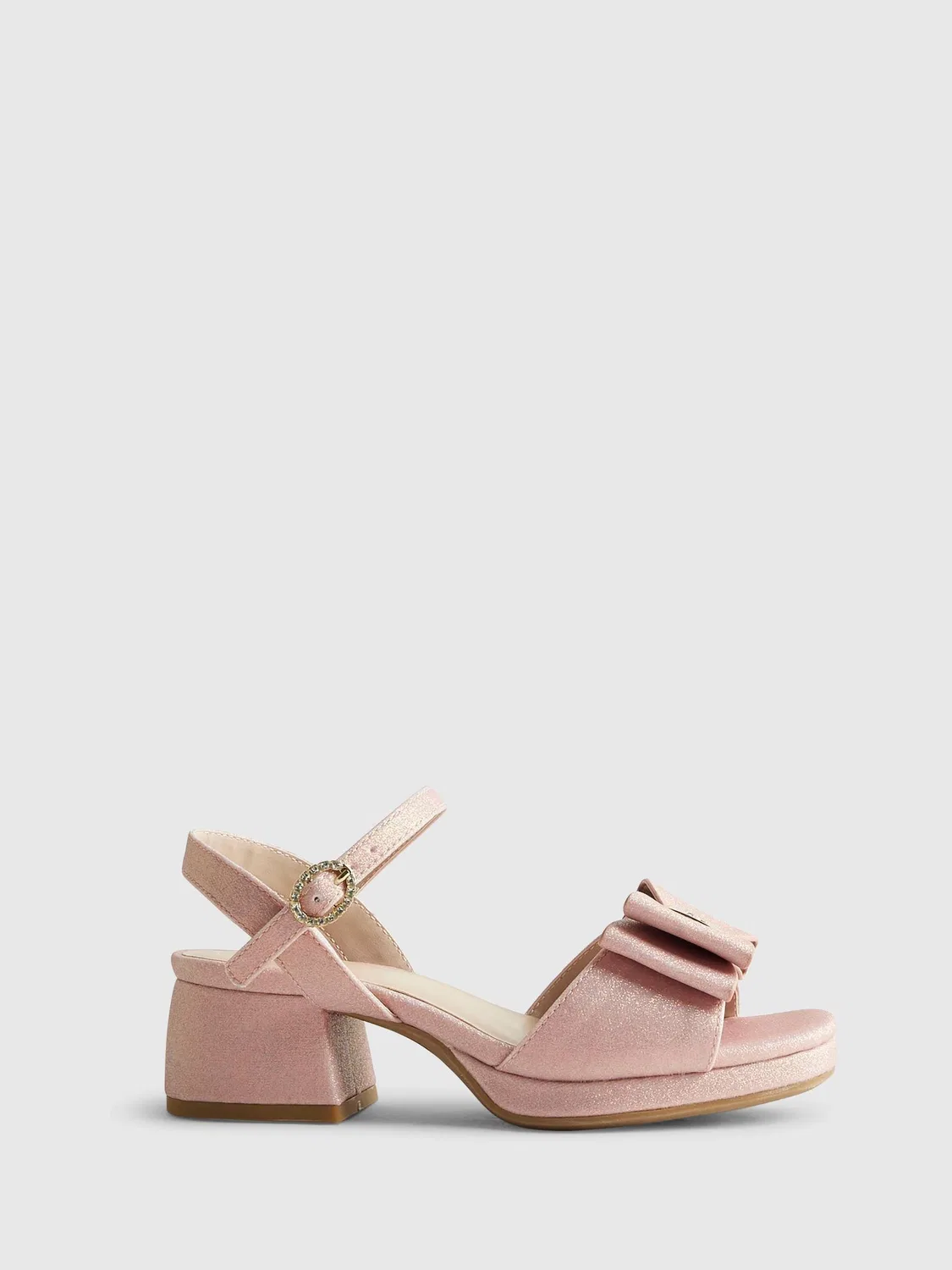 Босоножки на каблуке с бантом River Island, розовые