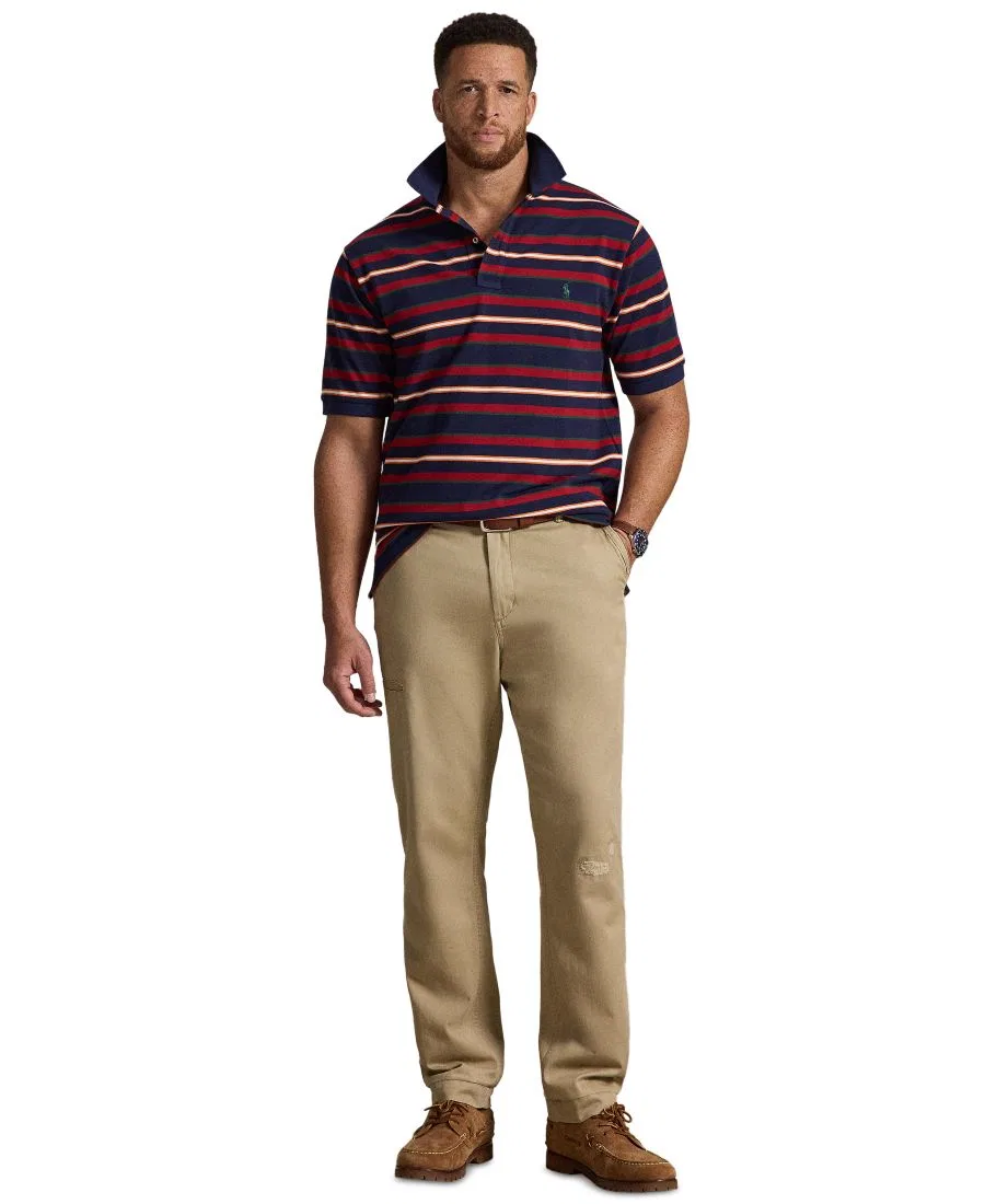 Поло с полоской из хлопковой сетки, классический крой, модель Big & Tall Polo Ralph Lauren, Newport Navy Multi — фото 2