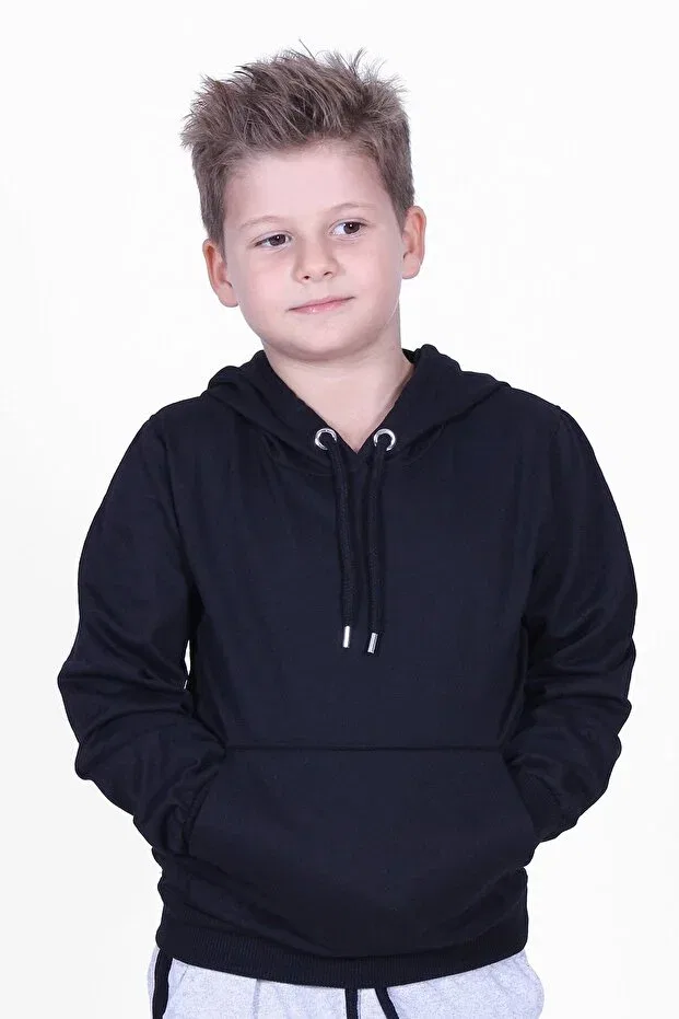 Детское худи для мальчиков с принтом X Printed Kangaroo Pocket Hooded Panio Kids, Black — фото 3