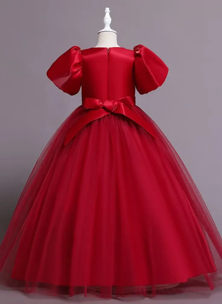 Платье праздничное с пышными рукавами, Best Gift Fashion, красный — фото 4