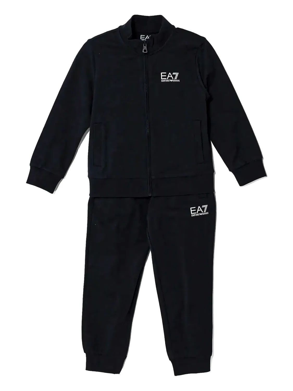 Кубинговый костюм из хлопка EA7 Emporio Armani, черный