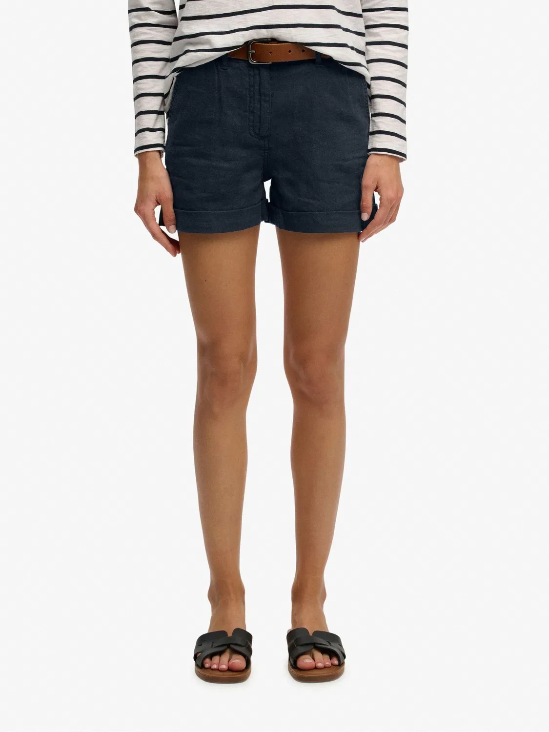 Шорты прямого кроя Mid Rise Superdry, синие — фото 4