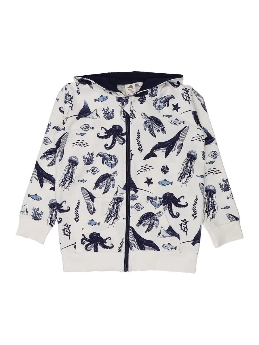 Толстовка на молнии Walkiddy 'Walkiddy - Underwater World Sweat Jacket' белого цвета