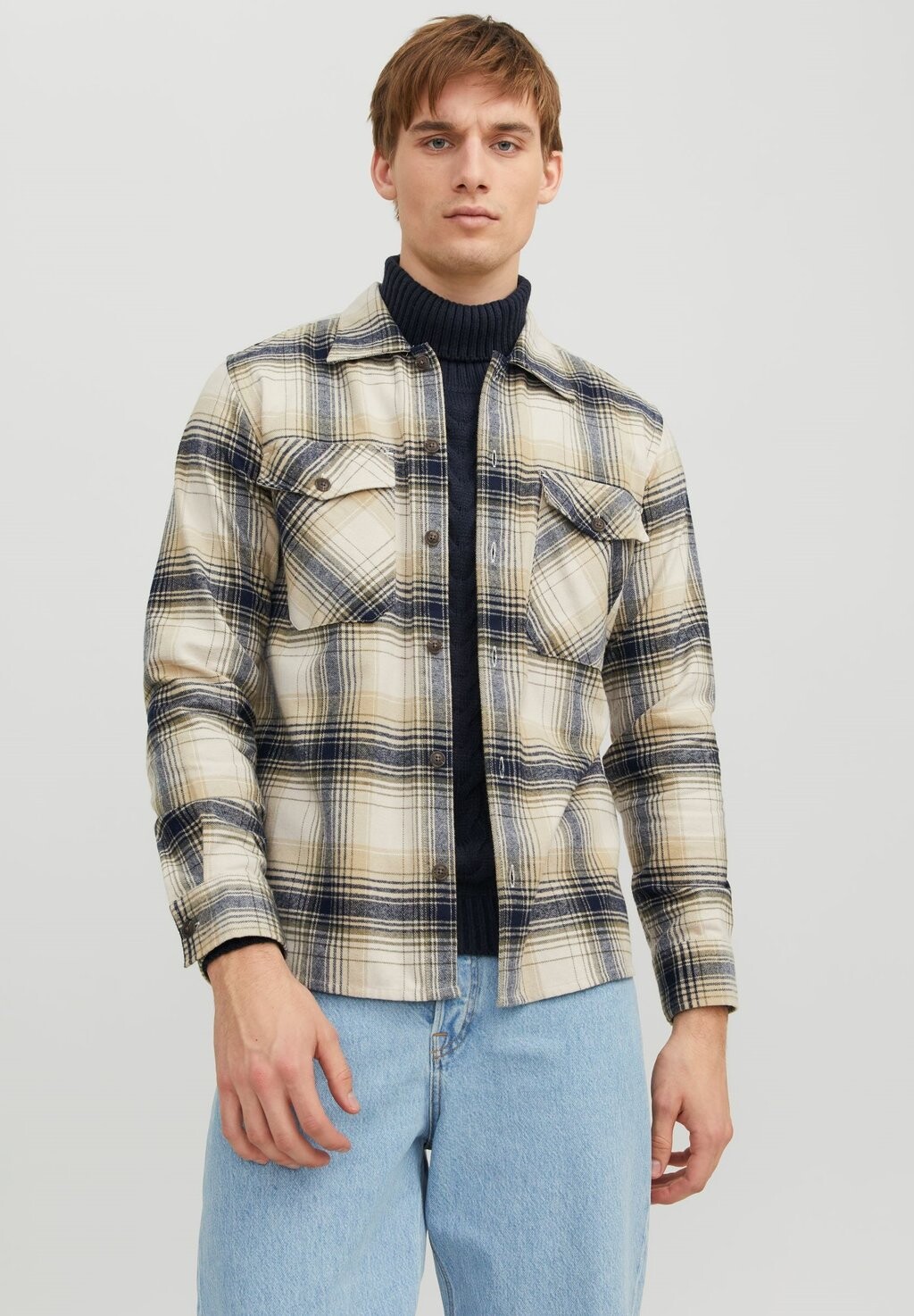 

Рубашка JJEEDDIE LS NOOS Jack & Jones, коричневый/зеленый