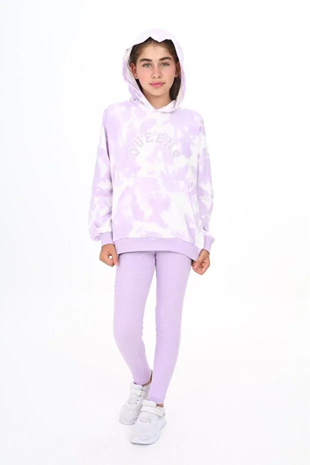 Детский комплект для девочек с принтом тай-дай Tie-Dye Patterned Tights Set Toontoy, Lilac — фото 3
