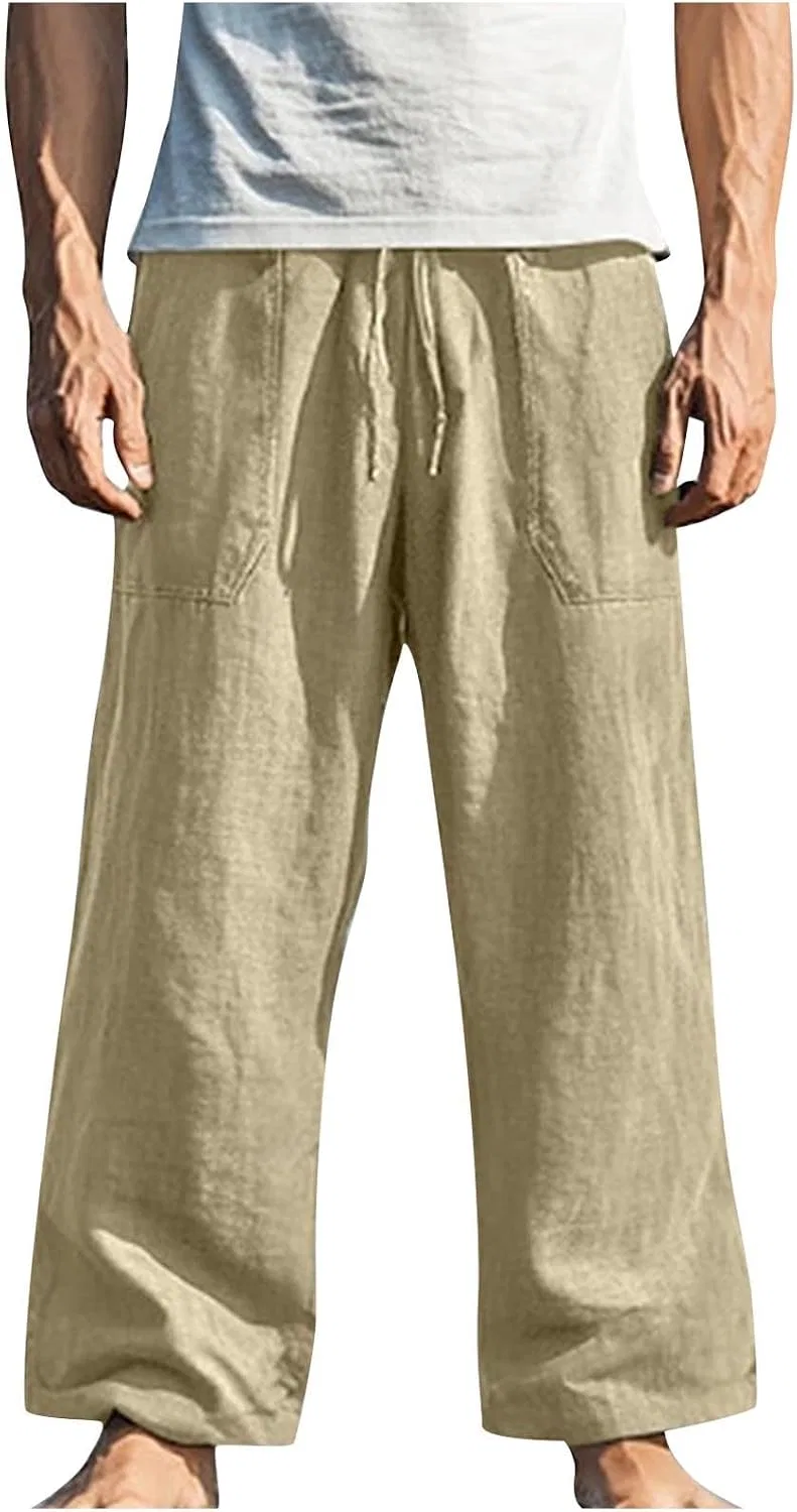Мужские свободные брюки с эластичным поясом Khaki