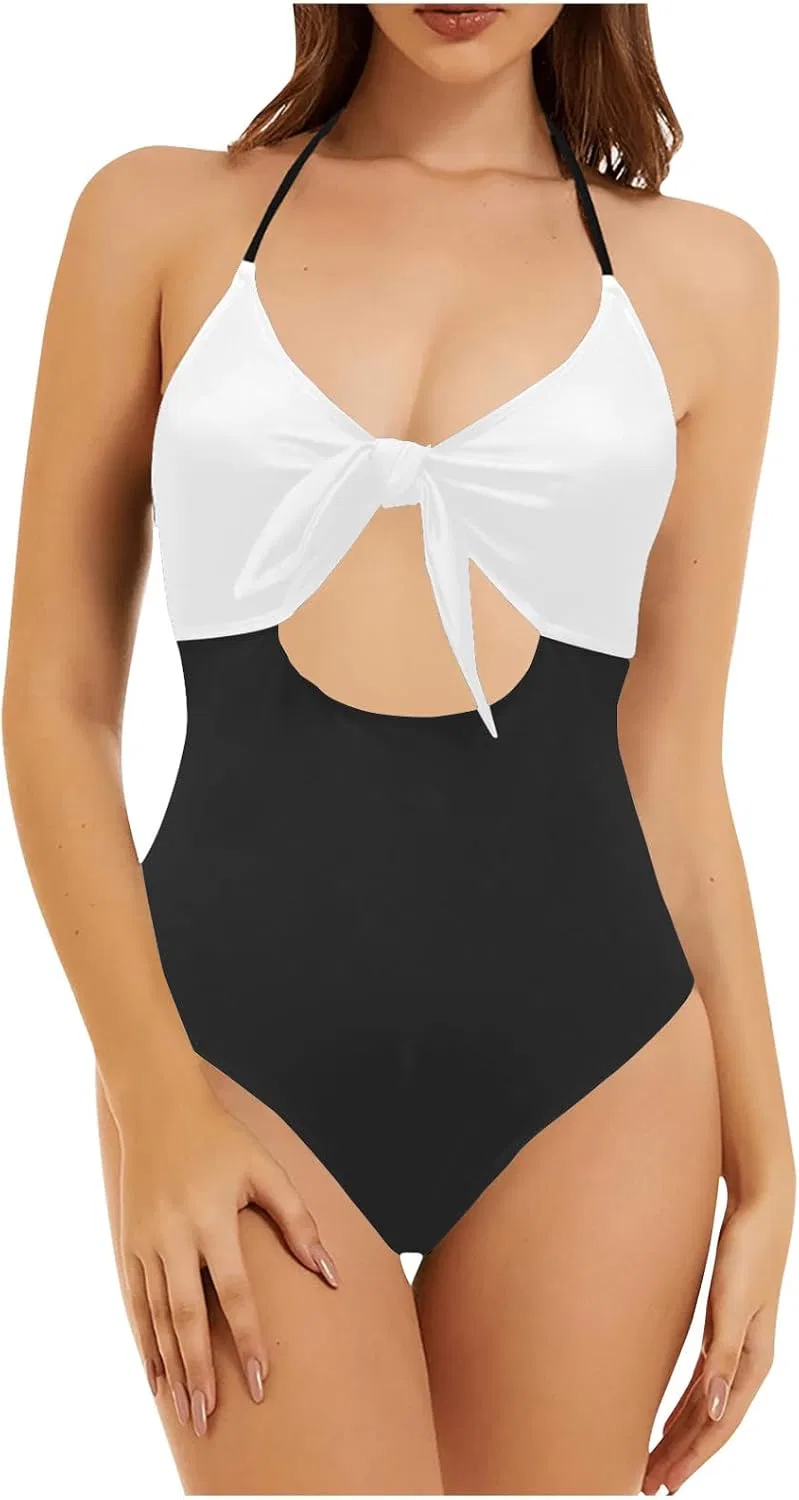 Женский цельнокроеный купальник с вырезами утягивающий Youswim, White