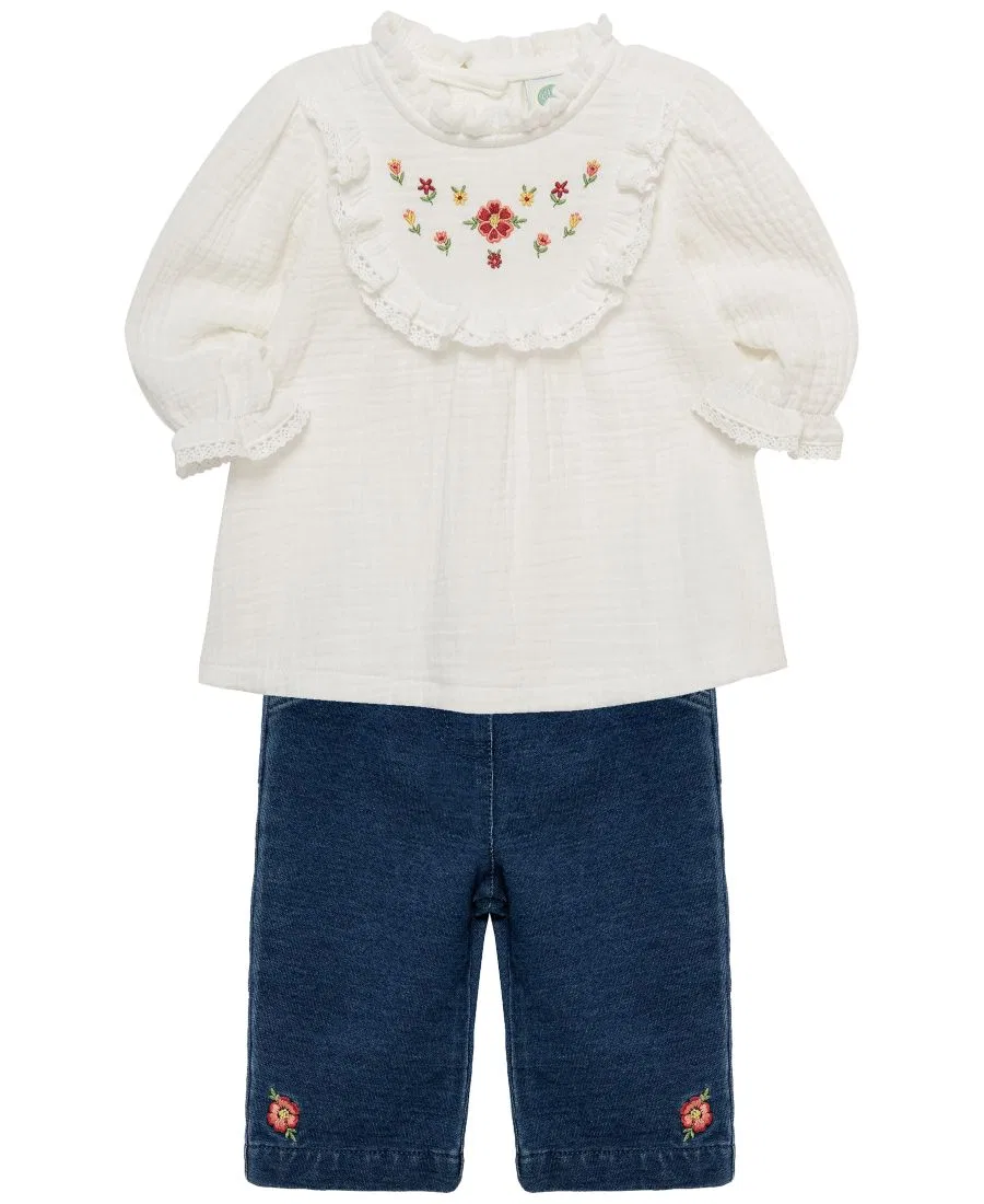 Комплект из туники и брюк Blossoms Tunic Little Me, Denim White — фото 3