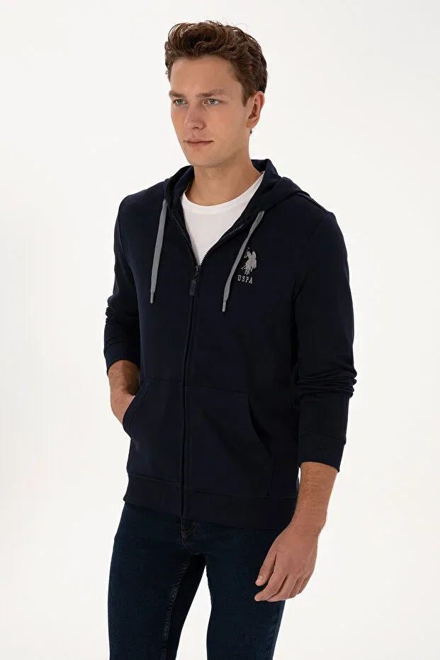 Мужской кардиган с капюшоном модель 50307765-vr033 U.S. Polo Assn., Navy Blue — фото 3