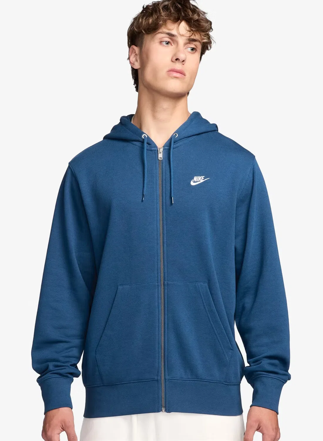 Худи с капюшоном на молнии Nike NSW Club Fleece, синий