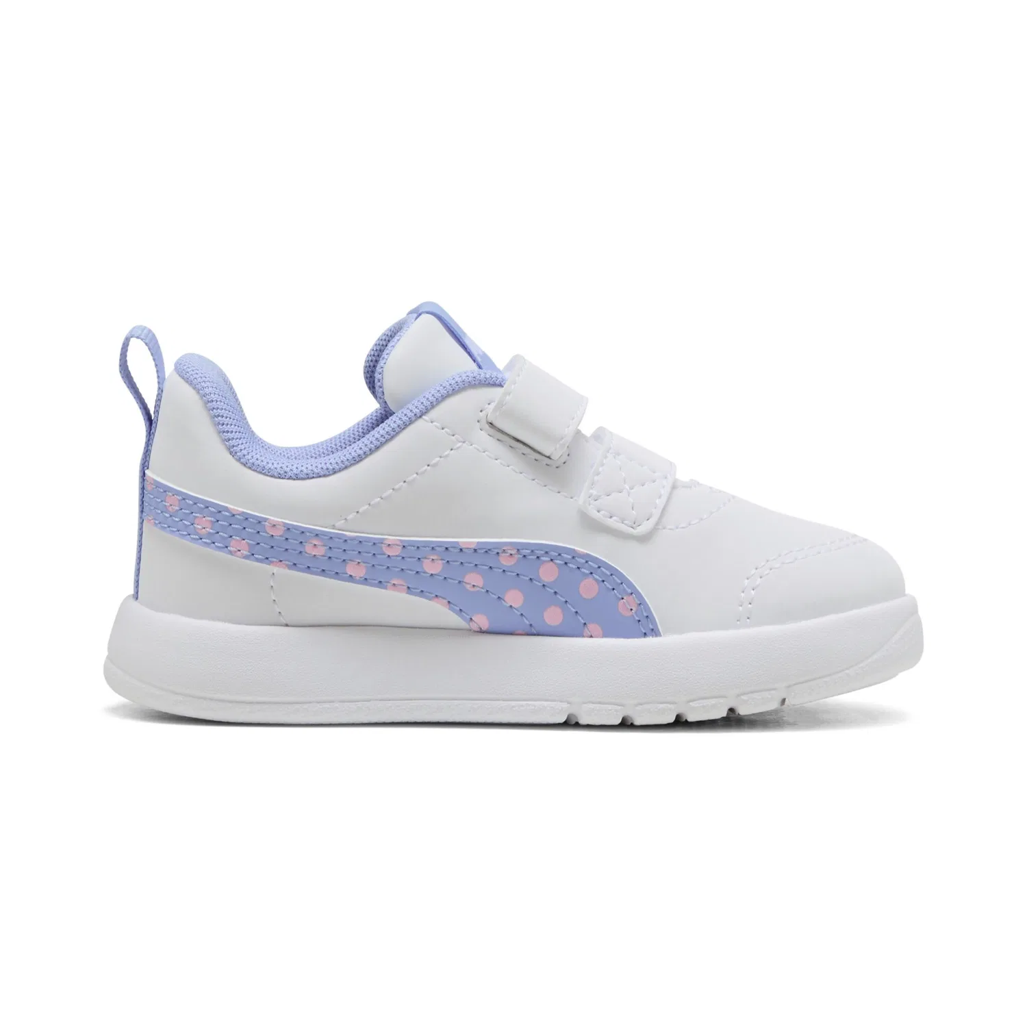 Детские кроссовки с клеверным верхом Courtflex v3 PUMA, White/Intense Lavender/Pink Shimmer — фото 3