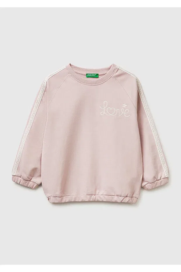 Детские свитшот для девочек с вышивкой United Colors Of Benetton, Dried Rose