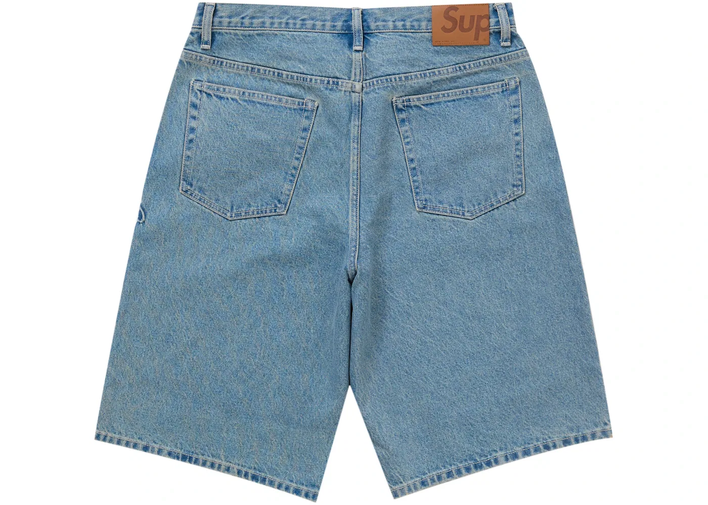 Мужские шорты из денима свободного кроя с тиснением Supreme, Washed Indigo — фото 2