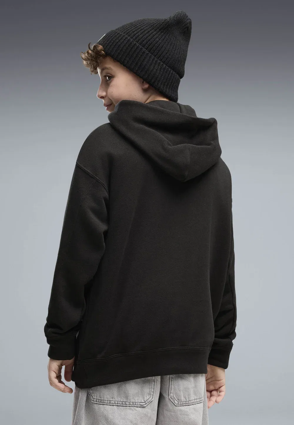 Толстовка Ess с логотипом кошки, свободного кроя, для мальчиков - худи Puma, Black — фото 3
