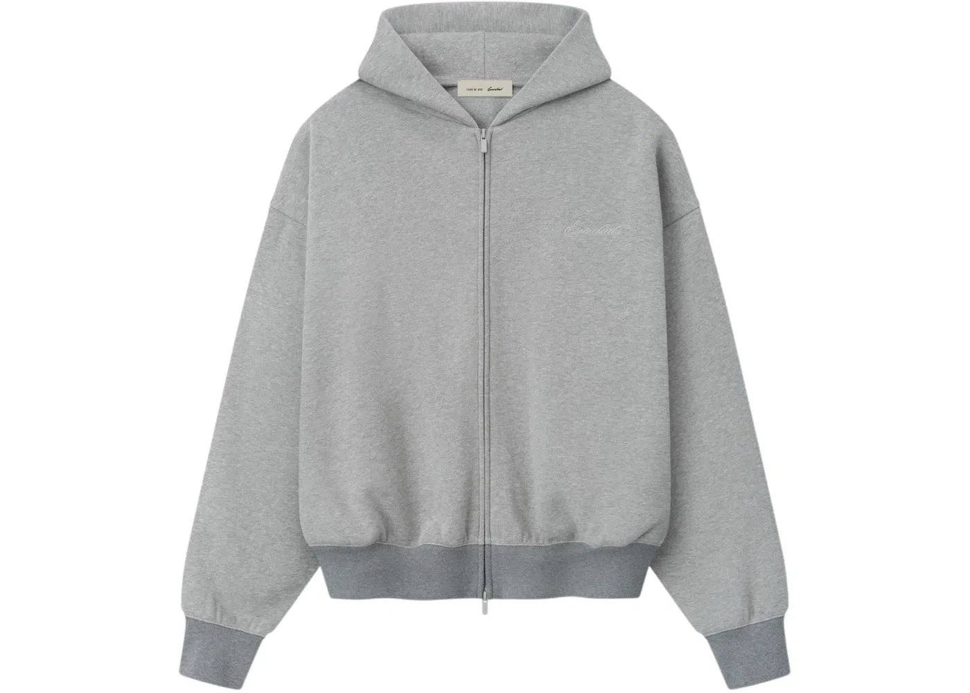 Мужская худи Full Zip Signature Classic Essentials Concrete Heather/Dark Concrete Heather Fear of God, Concrete Heather/Dark Concrete Heather