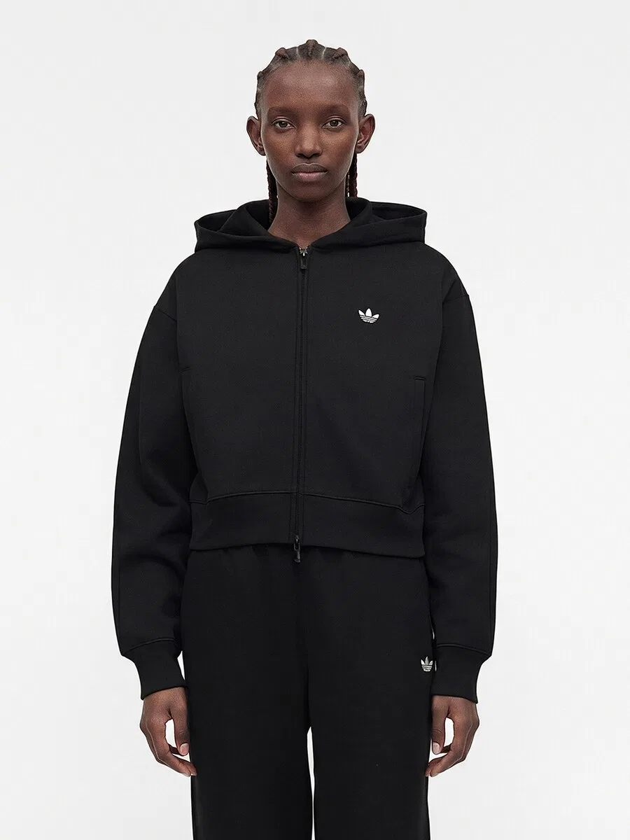Худи на молнии ADIDAS ORIGINALS 'ESS' черного цвета — фото 2