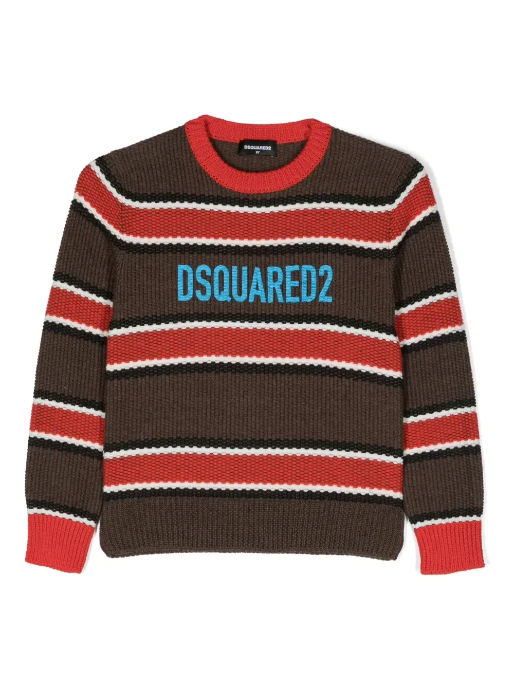 Полосатый джемпер с логотипом Dsquared2 Kids, коричневый