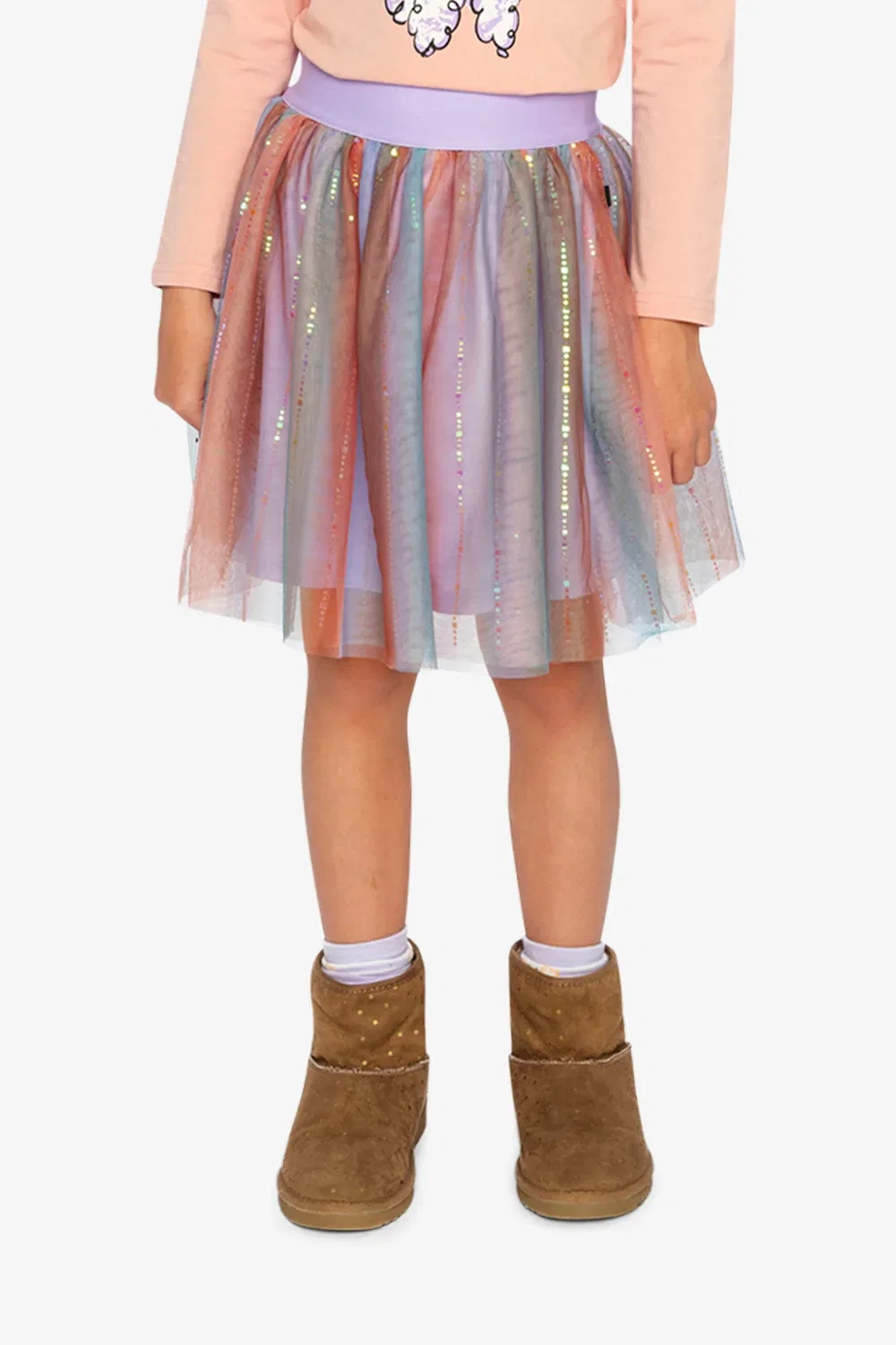Детская юбка-мини с градиентом и сетчатым слоем Poodle Chic Deux par Deux, Multicolor Gradient — фото 3
