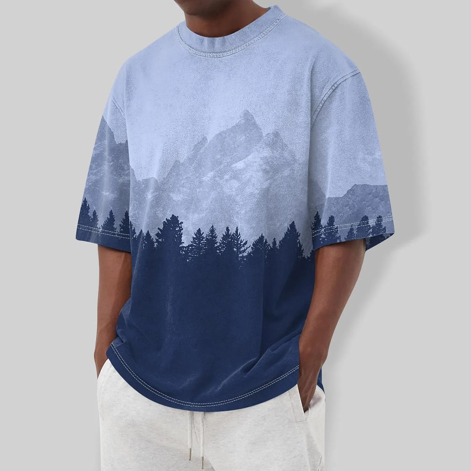 Мужская атлетическая футболка с коротким рукавом Basic, Blue — фото 2