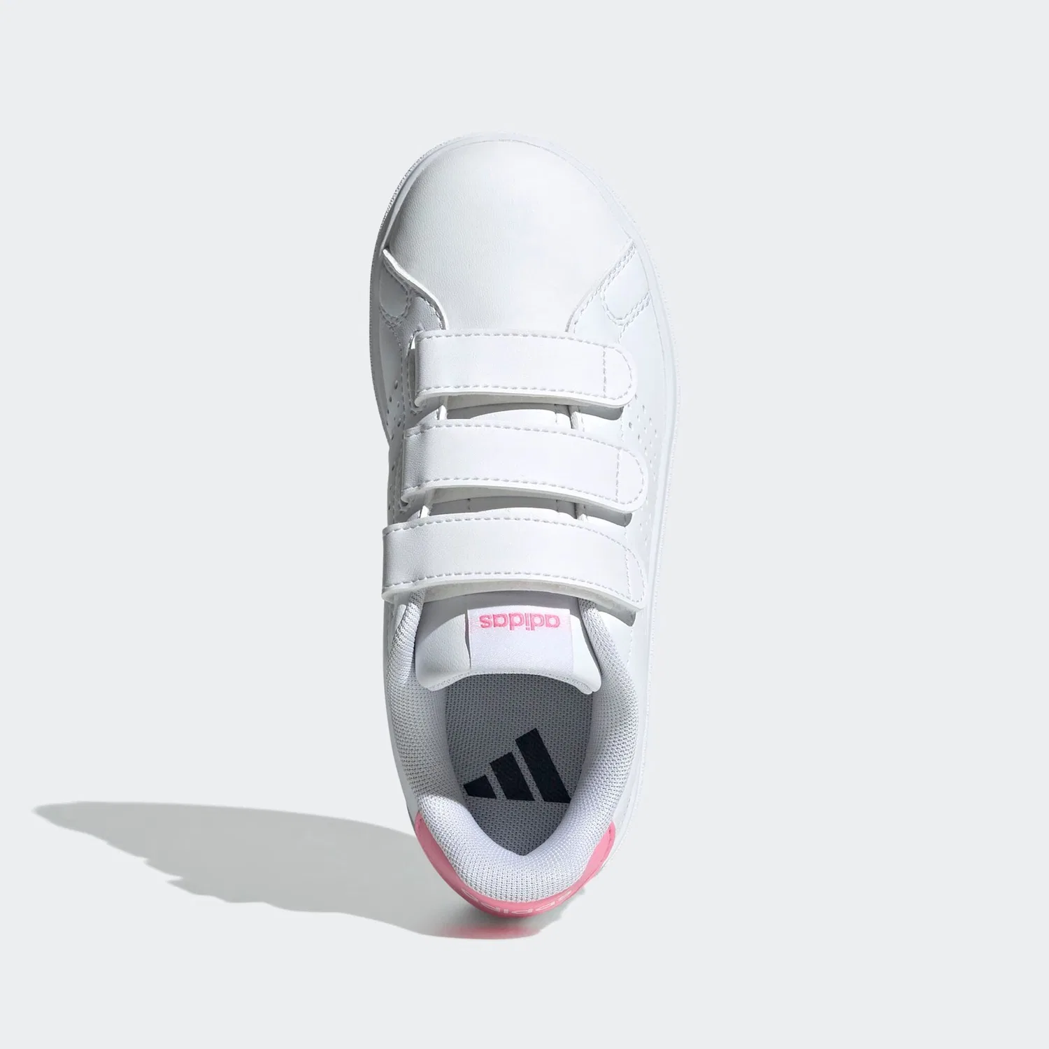 Детские спортивные кроссовки с перфорированными полосками Adidas, Cloud White/Bliss Pink/Core Black — фото 4