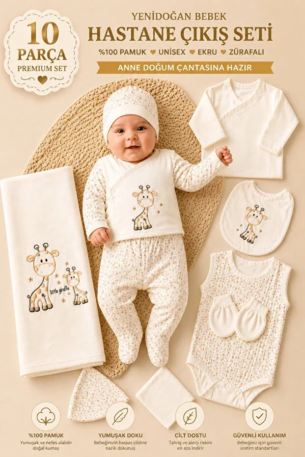Детский комплект одежды для новорожденных с животным принтом Petino, Beige