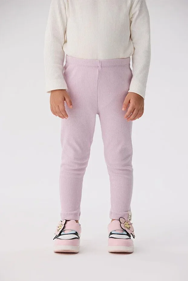 Детские леггинсы для девочек хлопковые Bg store baby girl lilac Tyess Basic, Lila — фото 2
