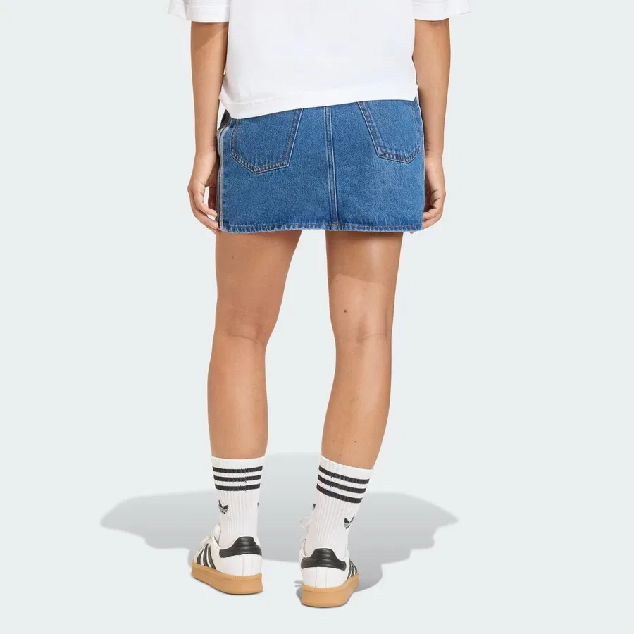 Юбка джинсовая с тремя полосками Originals 3 Stripes Skirt Denim adidas, Синий — фото 2