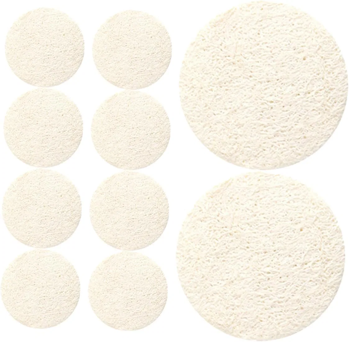 Спонж для лица из люфы, iplusmile, 10 шт, 5.5x5.5 см, Beige