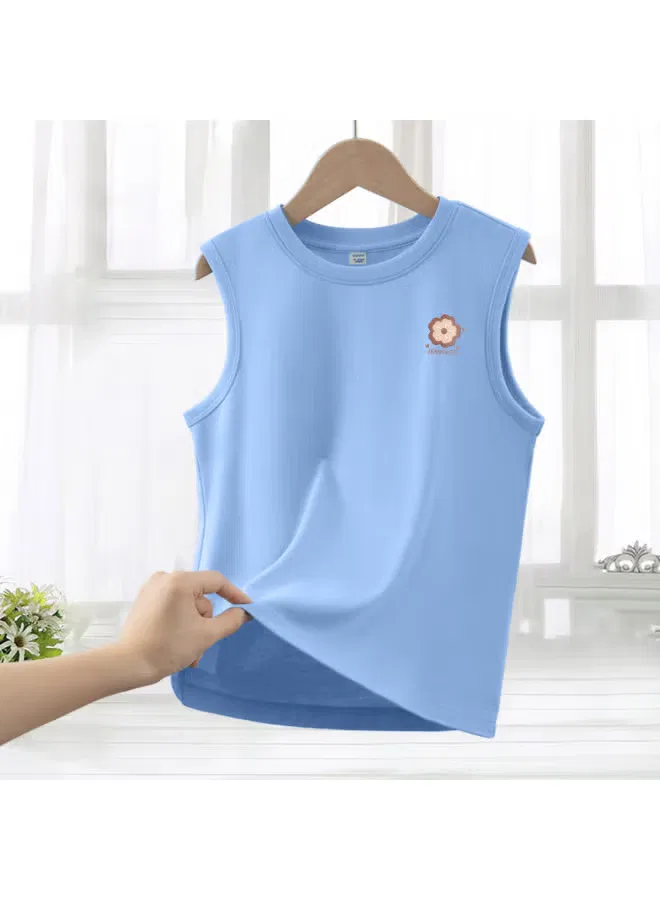 Футболка без рукавов хлопковая для девочки Jeanswest, синяя — фото 2