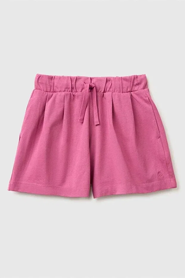 Детские шорты для девочек с принтом Logo Embroidery Detail United Colors Of Benetton, Dried Rose