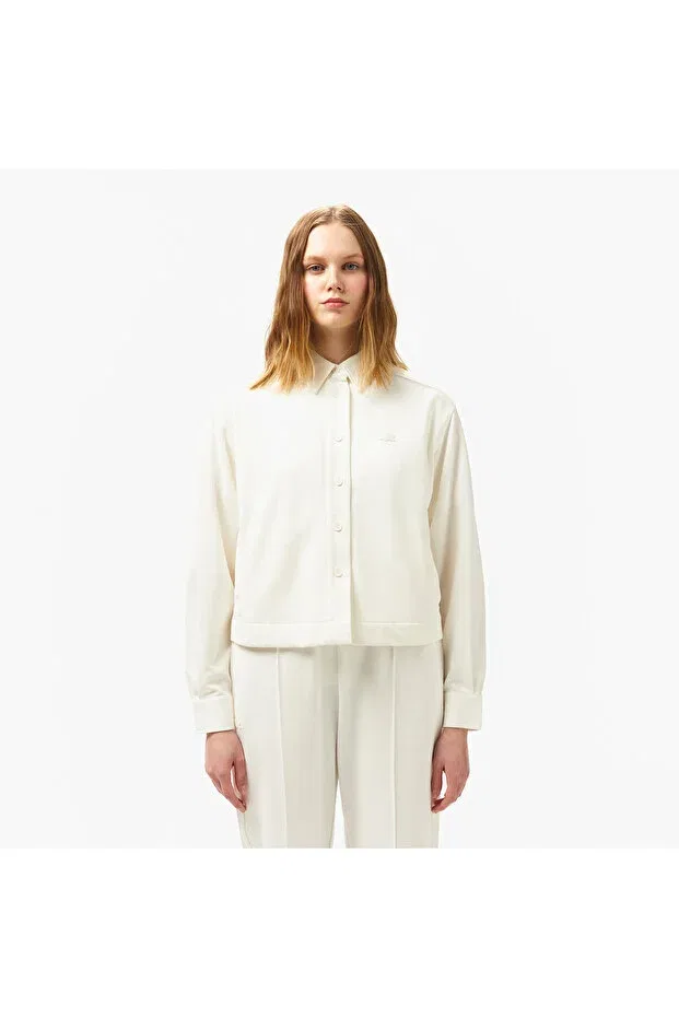 Рубашка Lacoste White, с длинным рукавом, однотонная, повседневная