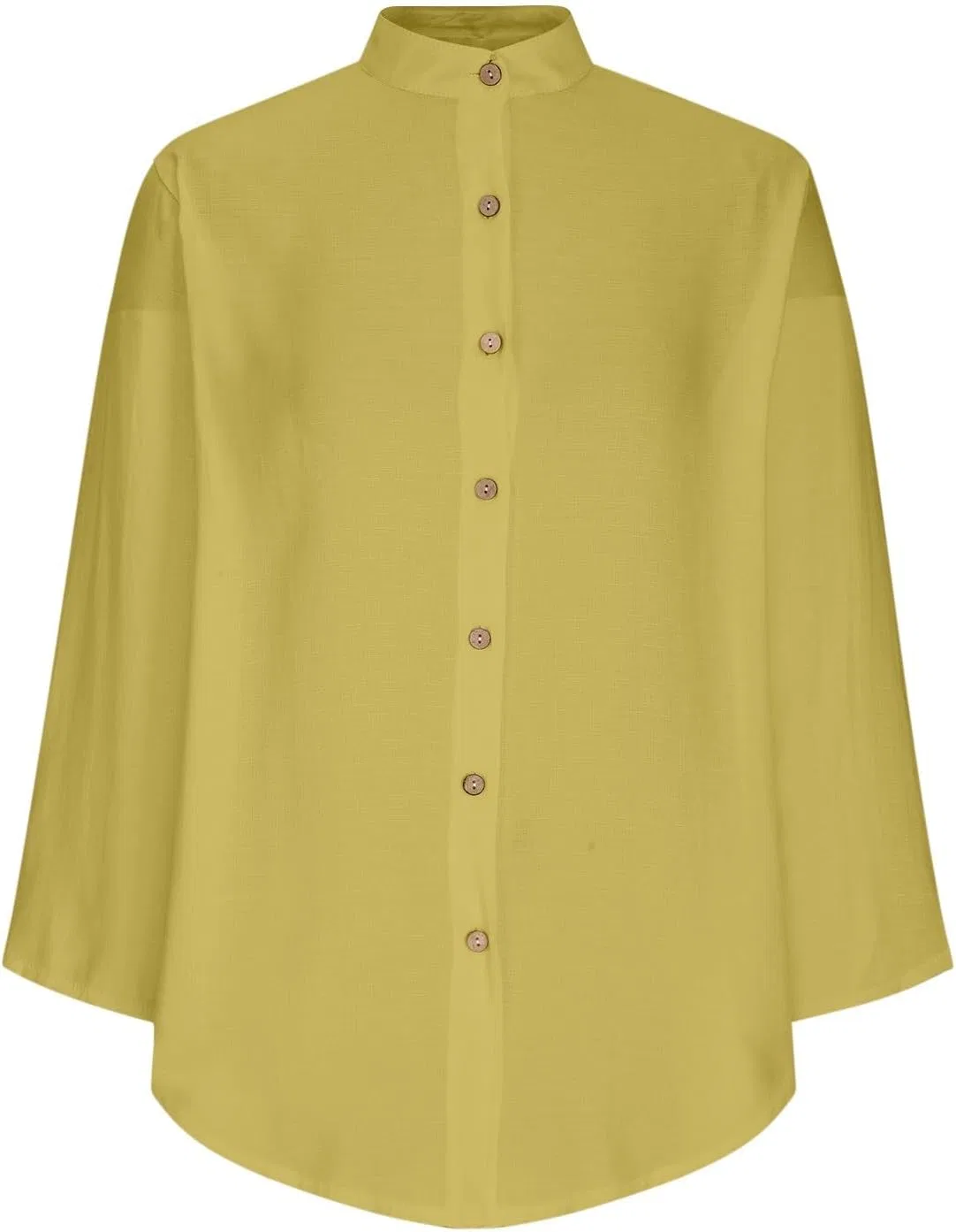 Женская свободная туника из хлопка и льна с карманами, Yellow — фото 4