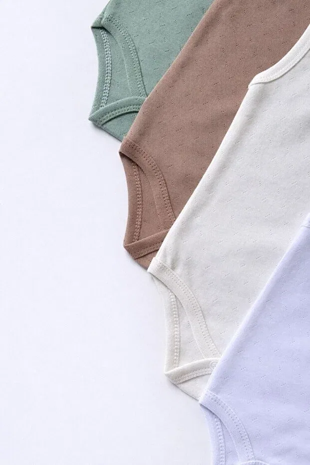 Детское боди-комплект из 4 предметов с жаккардом Efu Baby, Multicolor — фото 3