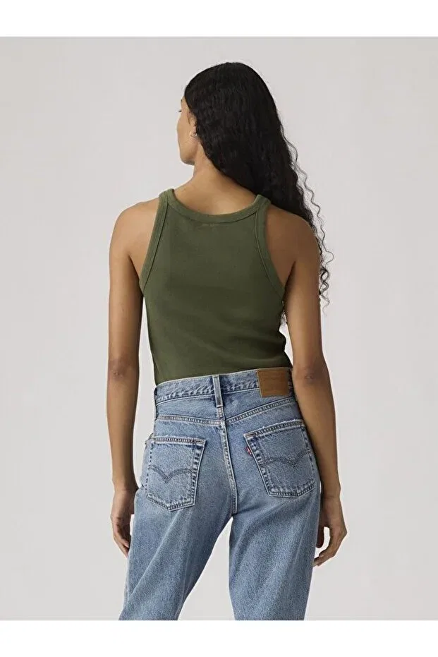 Женский топ-майка без рукавов Essential racer tank top Levi'S, Green — фото 3