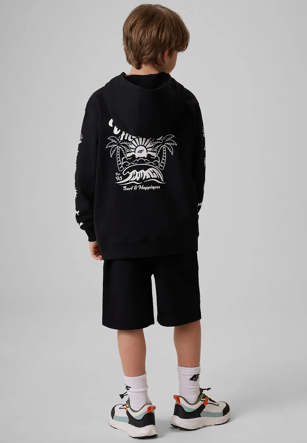 Bluza dresowa свободная z kapturem chłopięca - толстовка на молнии 4F, Deep Black — фото 2