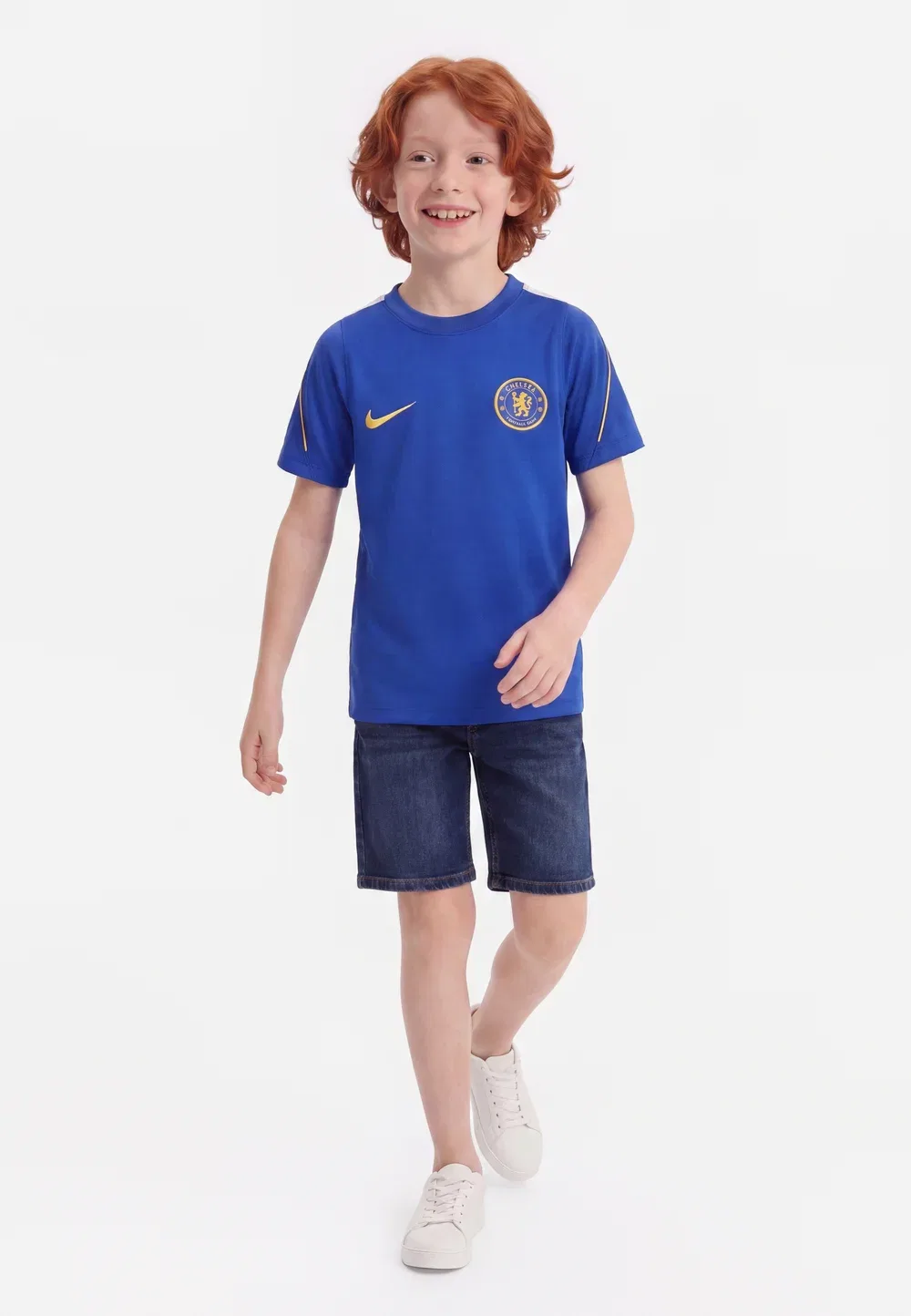 Футболка унисекс Chelsea London CFC Nike Performance, Bright Blue/Midwest Gold- Coloured/White