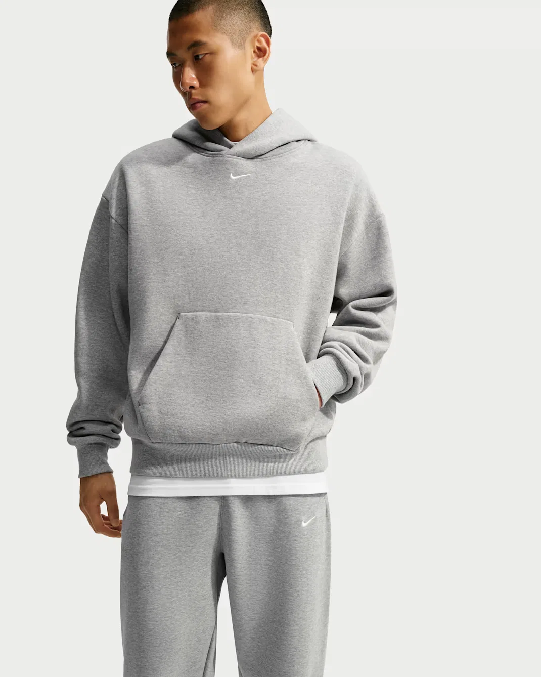 Мужская толстовка с капюшоном Nike Solo Fleece, Dark Grey Heather/Sail