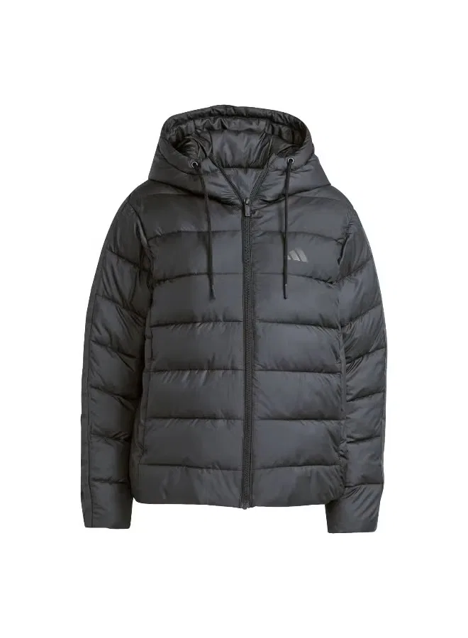 Куртка утепленная с капюшоном Essentials climawarm 3 stripes Adidas, черный
