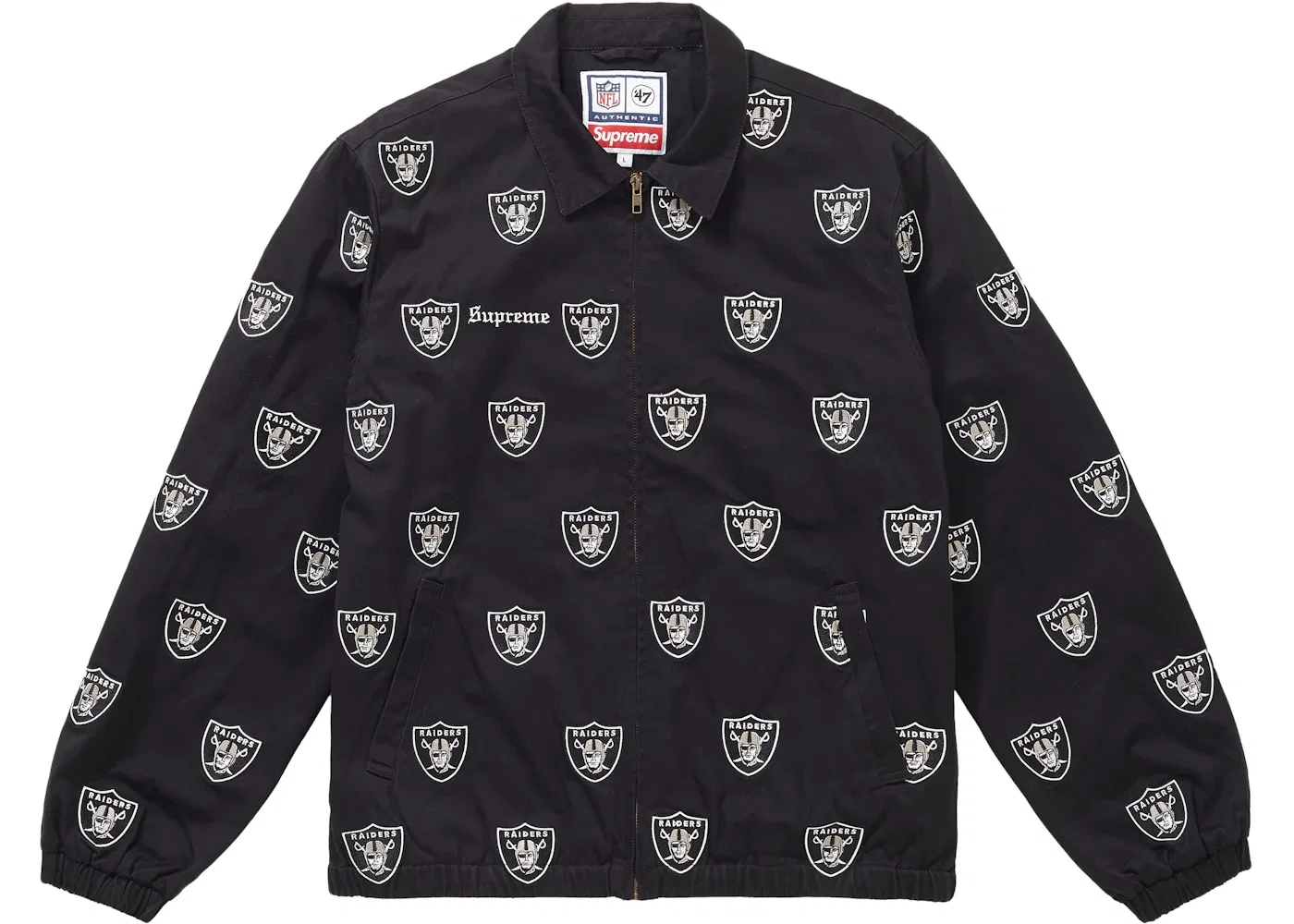 Мужская куртка-харингтон с вышивкой Supreme NFL x Raiders x '47 Embroidered Harrington Jacket Supreme, Black
