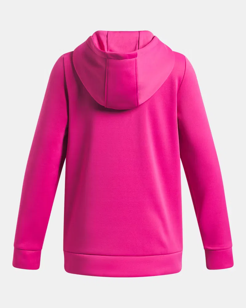 Худи детское теплое с блестящим логотипом Armour Fleece Glitter UnderArmour, Astro Pink/White — фото 2
