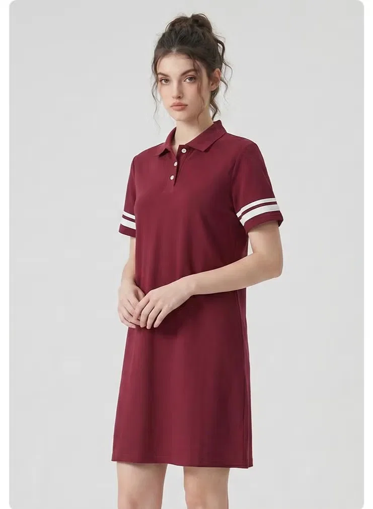 Платье-поло с принтом в полоску Zara, красное