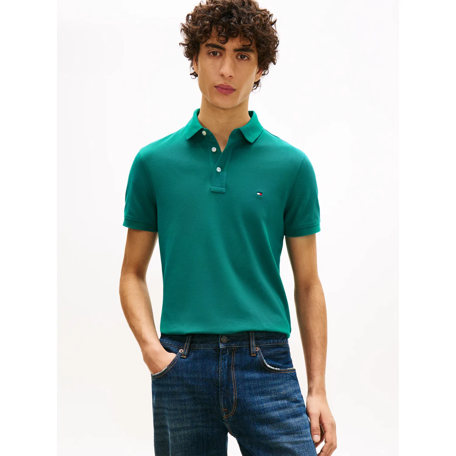 Мужское поло с логотипом Tommy Hilfiger, Deep Ocean