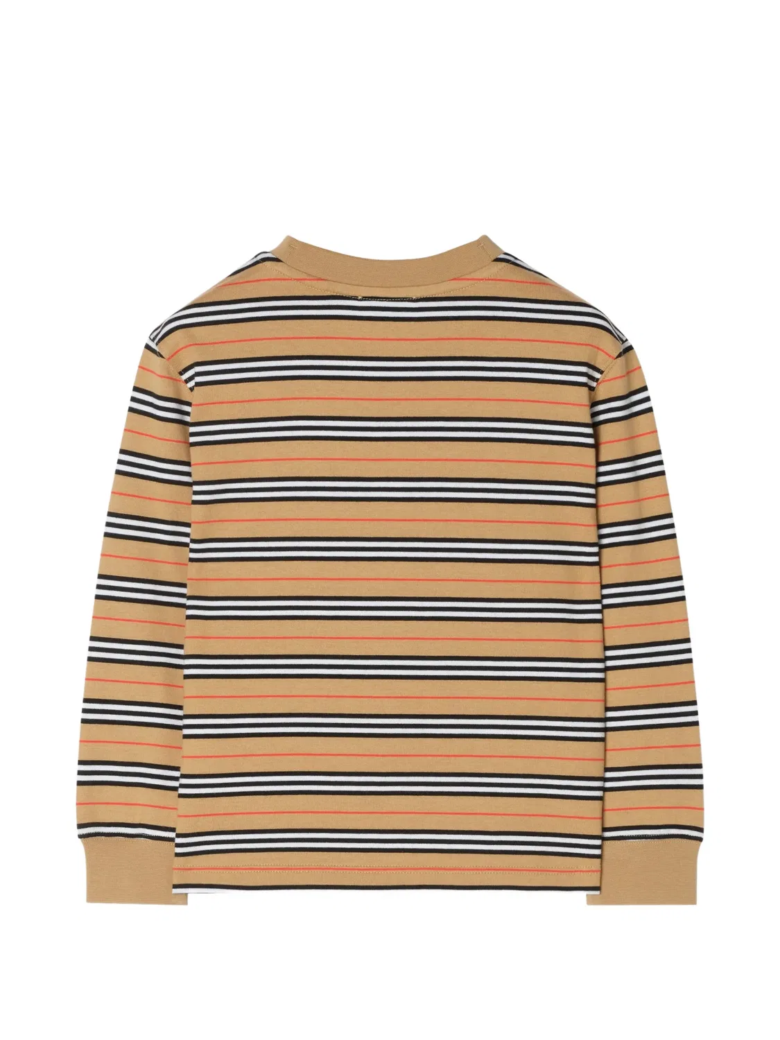 Полосатая футболка с принтом EKD Burberry Kids, нейтральные цвета — фото 2