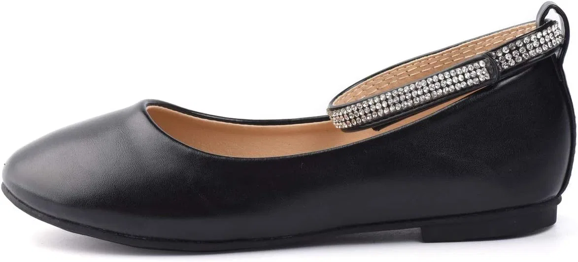 Детские туфли-балетки для девочек с ремешком на щиколотке Nova Utopia Nova Footwear, Black — фото 3