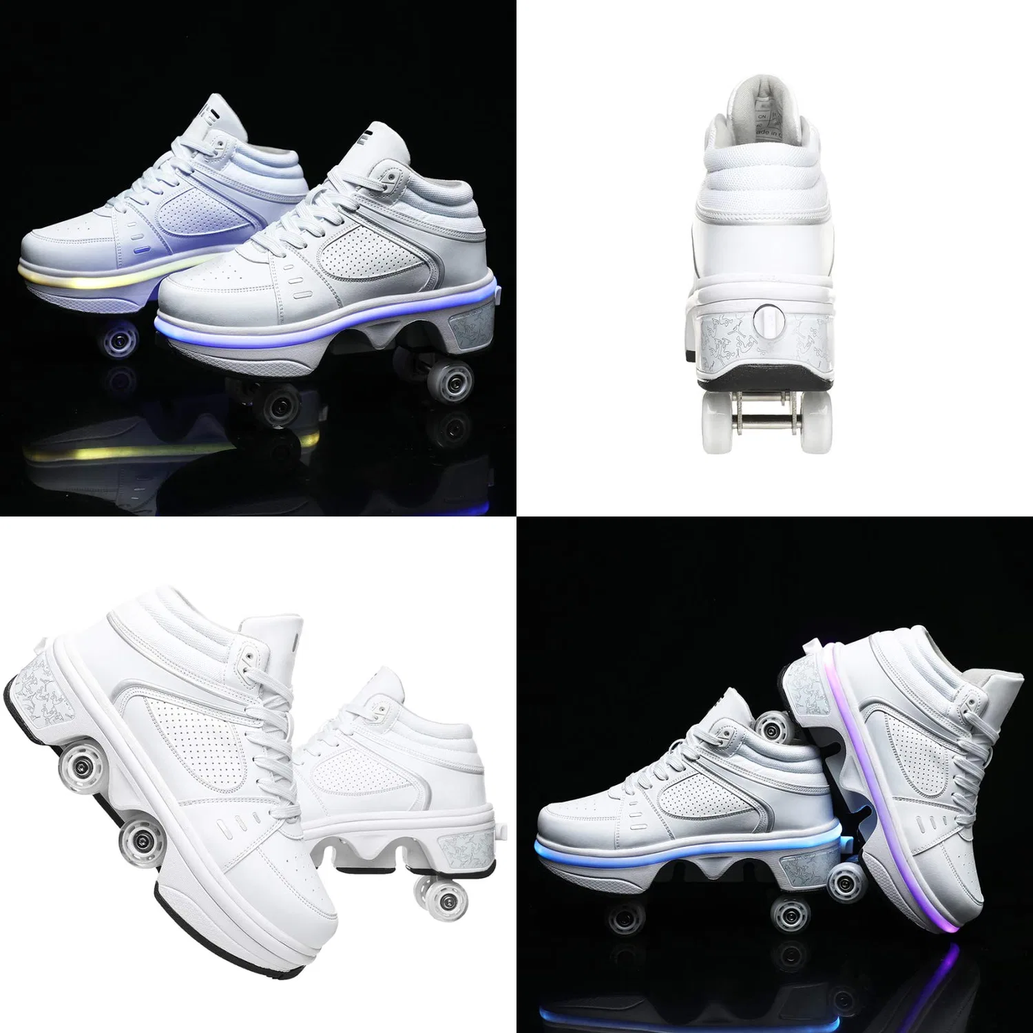 Детские кроссовки-трансформеры с LED-подсветкой YXHUI, Silver Hightop — фото 4