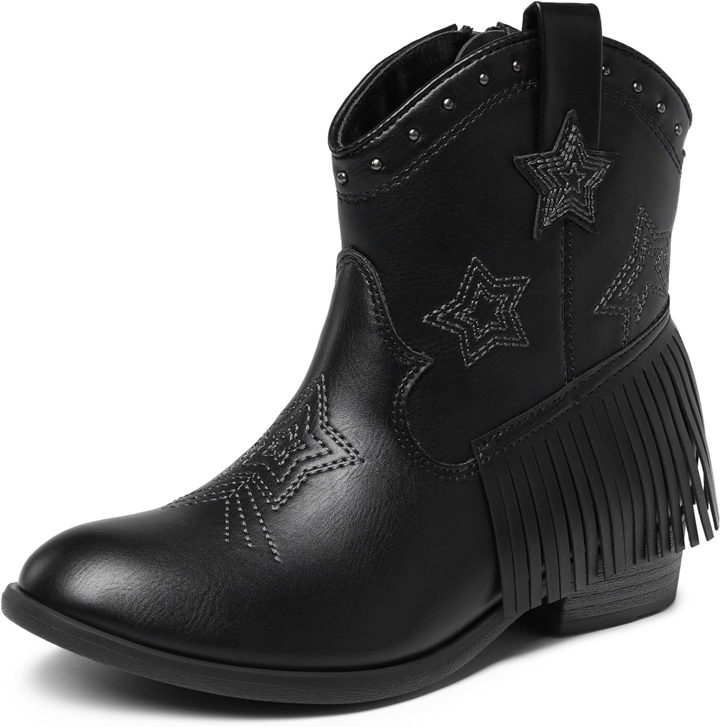 

DREAM PAIRS Девочки Ковбой Ковбой на щиколотке и западные ботинки с боковой молнией Туфли для верховой езды с кисточкой Маленький ребенок/Большой ребенок, Black